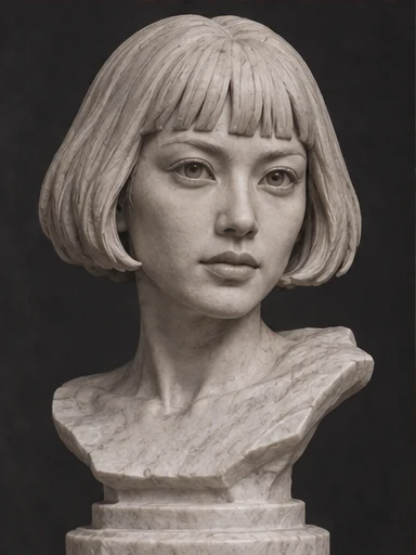 Concept portrait of a fictional woman in In marble style